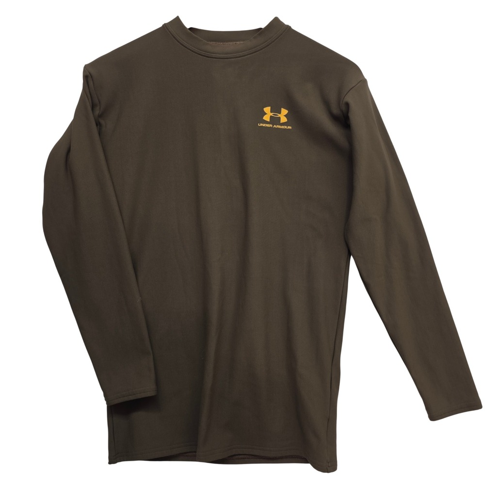 Under Armour Mens XL Brown Mock Neck Long Sleeve Base Layer Compression Shirt